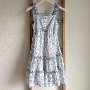 Jona Michelle Girls Blue Floral Midi Dress Sz: 8
